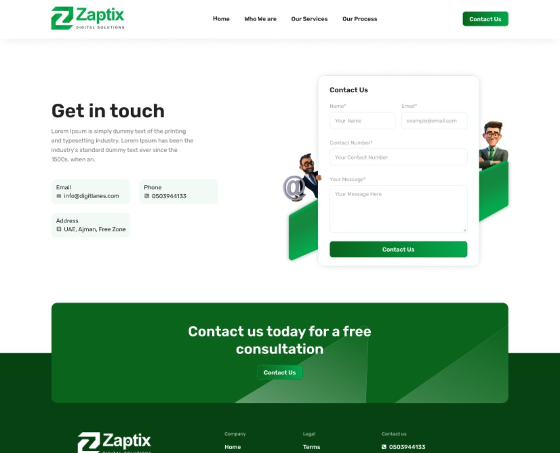UI Zaptix Digital Contact